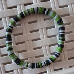 Green and Black Clay Beaded Bracelet